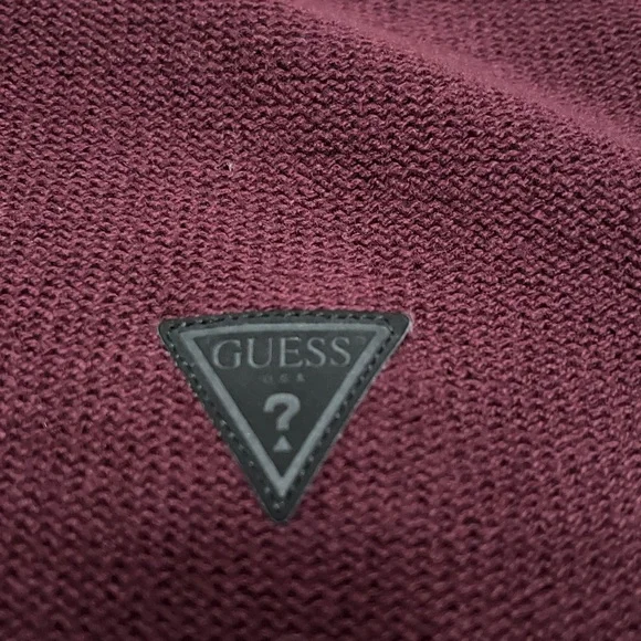 GUESS Men's Deep Burgundy Zip-Up Sweater - Picture 3 of 6